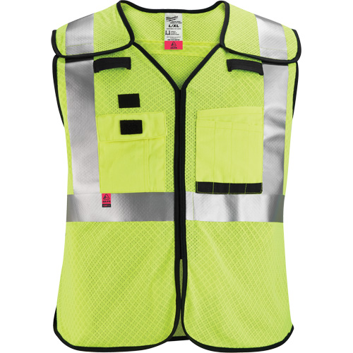 Gilet de s&eacute;curit&eacute; &agrave; maille d&eacute;tachable, Noir/Jaune lime haute visibilit&eacute;, Moyen/Petit Trail Hammer and Bolt