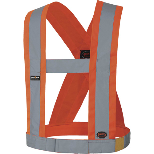 5490 Bretelles de s&eacute;curit&eacute; r&eacute;glable de 4" de large, R&eacute;pond ou surpasse la norme CSA Z96 classe 2 - niveau 2, Orange haute visibilit&eacute;, Couleur r&eacute;fl&eacute;chissante Argent, Taille unique Trail Hammer and Bolt