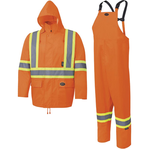5618 Combinaison de pluie 150D, Polyester/Polyur&eacute;thane, Petit, Orange haute visibilit&eacute; Trail Hammer and Bolt