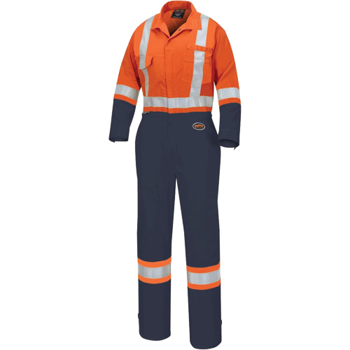 5514WBB Combinaisons de s&eacute;curit&eacute; pour femmes 2 tons, T-petit, Orange haute visibilit&eacute;/Bleu marin Trail Hammer and Bolt