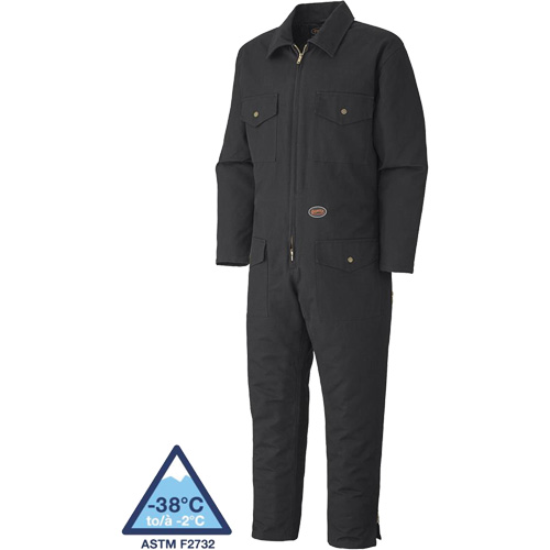 520A Quilted Duck Coveralls, Men's, Black, Size Small Trail Hammer and Bolt
