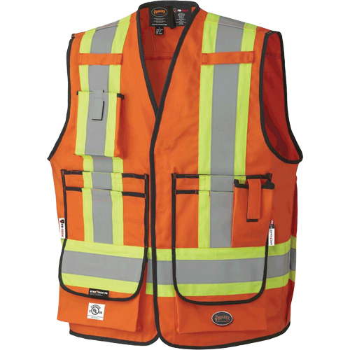 7732 Veste d'arpenteur ignifuge et r&eacute;sistant aux arcs &eacute;lectriques FR-Tech, Petit, Orange haute visibilit&eacute;, 9,7 cal/cm² Trail Hammer and Bolt
