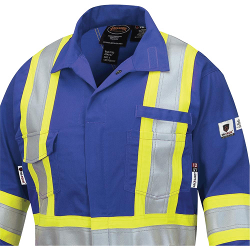 7704W FR-Tech&reg; Women's FR/Arc-Rated Coveralls, Size X-Small, Royal Blue, 10 cal/cm² Trail Hammer and Bolt