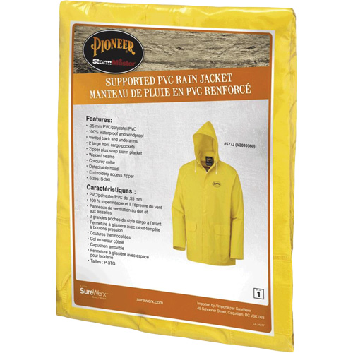577J Rain Jacket, Polyester/PVC, Small, Yellow Trail Hammer and Bolt
