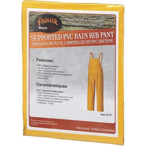 577P Storm Master&reg; Bib Pants, Small, Polyester/PVC, Yellow Trail Hammer and Bolt