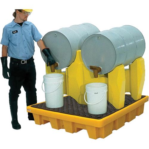 Ultra-Drum Rack 2-Drum Containment System with Drain, 53" L x 53" W x 44.8" H, 1500 US gal. Capacity Trail Hammer and Bolt