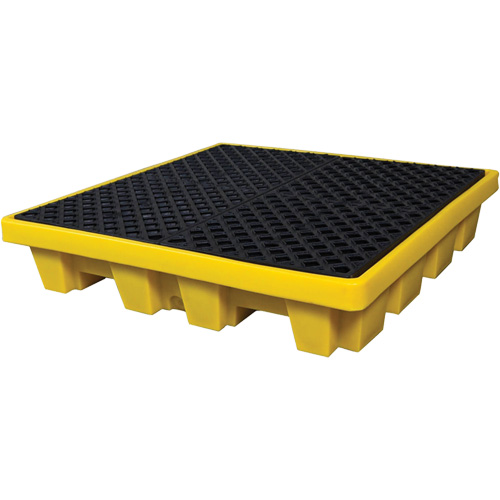 Ultra-Spill Pallet emboitable, 4 barils, Capacit&eacute; de d&eacute;versement 66 gal. US, 51" x 51" x 10" Trail Hammer and Bolt