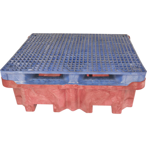 4-Drum Ultra-Spill King&reg; Flat Deck Spill Pallet, 85 US gal. Spill Capacity, 51" x 51" x 17.5" Trail Hammer and Bolt