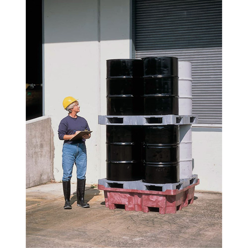 4-Drum Ultra-Spill King&reg; Flat Deck Spill Pallet, 85 US gal. Spill Capacity, 51" x 51" x 17.5" Trail Hammer and Bolt