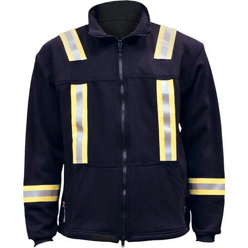 Flame Resistant Striped Full Zip Fleece Jacket, X-Large, Navy Blue Trail Hammer and Bolt