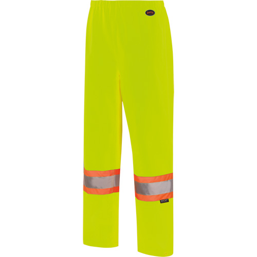 5629W Pantalon &agrave; bavette imperm&eacute;able pour femmes, Polyester/Polyur&eacute;thane, T-petit, Jaune lime haute visibilit&eacute; Trail Hammer and Bolt