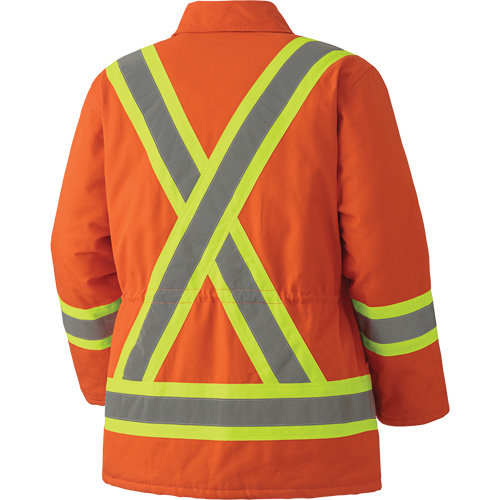 5537A Parka de s&eacute;curit&eacute; matelass&eacute; en canevas de coton, Orange haute visibilit&eacute;, Petit Trail Hammer and Bolt