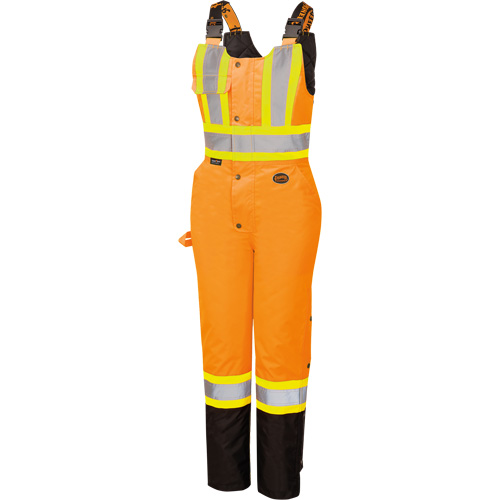 5040BBW Women's High-Visibility Waterproof Safety Overalls, Polyester, X-Small, Black/High Visibility Orange Trail Hammer and Bolt