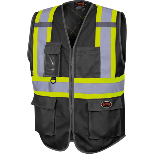 6959BK Veste de s&eacute;curit&eacute; haute visibilit&eacute; en tricot chaîne avec fermeture &agrave; glissi&egrave;re, Noir, T-petit, Polyester Trail Hammer and Bolt