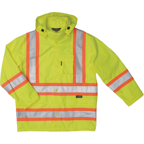Manteau de s&eacute;curit&eacute; imperm&eacute;able en tissu ind&eacute;chirable Ripstop, Polyester, Petit, Jaune lime haute visibilit&eacute; Trail Hammer and Bolt