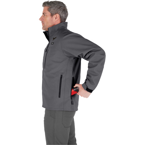 M12 Heated Toughshell Jacket (Jacket Only), Men's, Large, Grey Trail Hammer and Bolt