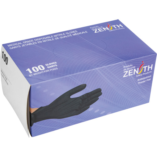 Gants d'examen de poids lourd &agrave; prise tactile, Moyen, Nitrile, 8 mils, Sans poudre, Noir, Classe 2 Trail Hammer and Bolt