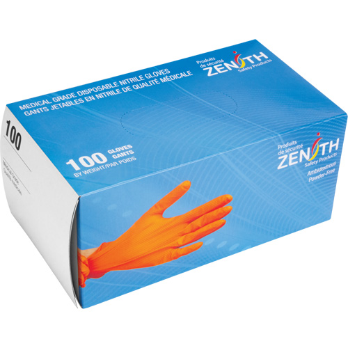 Gants d'examen de poids lourd &agrave; prise tactile, Grand, Nitrile, 8 mils, Sans poudre, Orange, Classe 2 Trail Hammer and Bolt