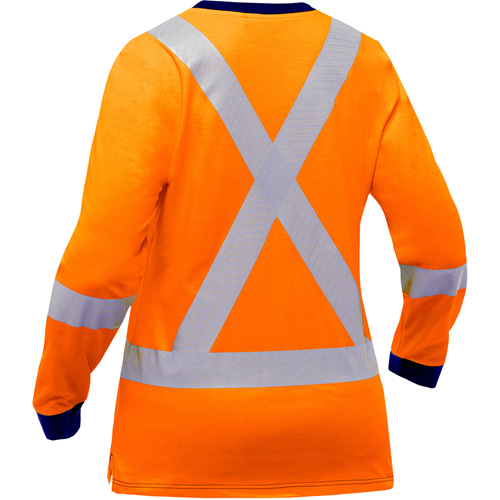 Chemise &agrave; manches longues et X au dos Bisley pour femmes, Poly-coton, Petit, Orange haute visibilit&eacute; Trail Hammer and Bolt