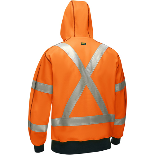 Coton ouat&eacute; doubl&eacute; de sherpa avec capuchon &agrave; fermeture &eacute;clair compl&egrave;te et X au dos Bisley, 2T-Grand, Orange haute visibilit&eacute; Trail Hammer and Bolt