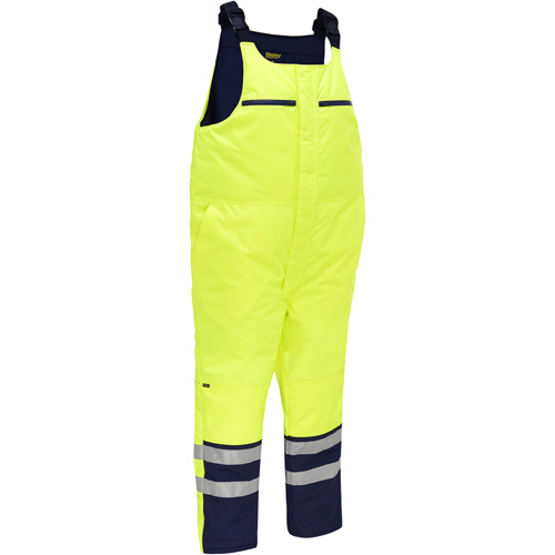 Bisley&reg; Extreme Cold Bib Overall, Polyester, Small, High Visibility Lime-Yellow Trail Hammer and Bolt