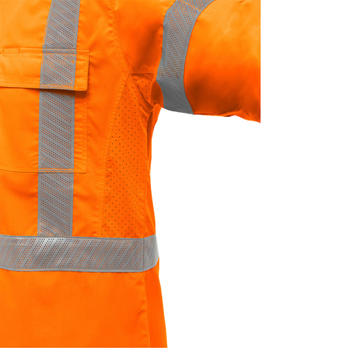 Chemise de travail &agrave; manches longues et X au dos Bisley avec X-Airflow, Poly-coton, Petit, Orange haute visibilit&eacute; Trail Hammer and Bolt