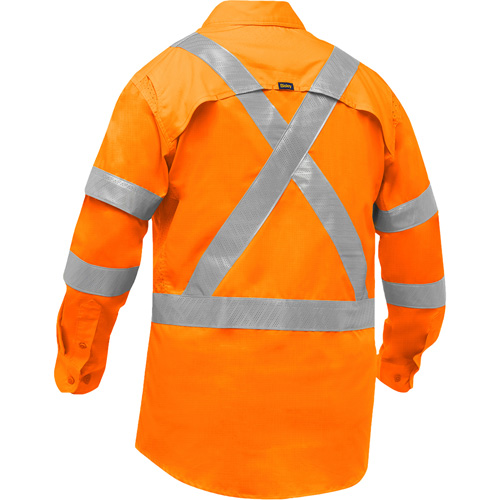 Chemise de travail &agrave; manches longues et X au dos Bisley avec X-Airflow pour femmes, Poly-coton, Petit, Orange haute visibilit&eacute; Trail Hammer and Bolt