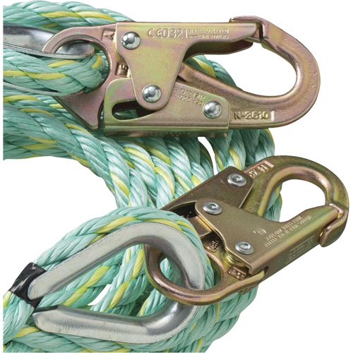 VL-1122-100 Vertical Lifeline Rope with Anchor End Snap Hook, Copolymer Trail Hammer and Bolt