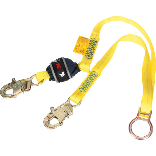 Tie-Back Web Shock-Absorbing Lanyard, 6', Snap Hook Center, Snap Hook Leg Ends, Polyester Trail Hammer and Bolt