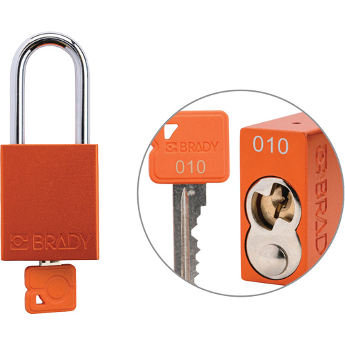 Velocity Plus Safety Lockout Padlock, Orange, Keyed Alike, Aluminum, 1-1/2" Width Trail Hammer and Bolt