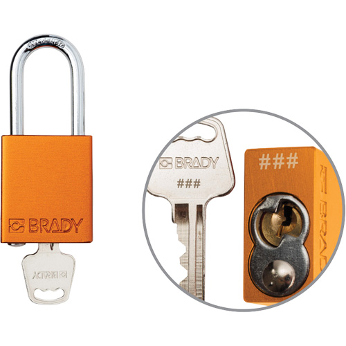 Velocity Plus Safety Lockout Padlock, Orange, Keyed Alike, Aluminum, 1-1/2" Width Trail Hammer and Bolt