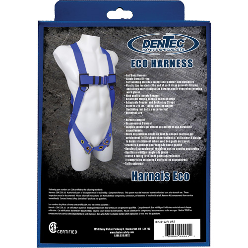 ECO Safety Harness in Retail Box, CSA Certified, Class A, 352 lbs. Cap. Trail Hammer and Bolt