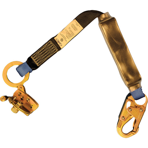 Trailing Rope Grab with Attached Shock Pack Lanyard, 2', Snap Hook Center, Snap Hook Leg Ends, Polyester Trail Hammer and Bolt