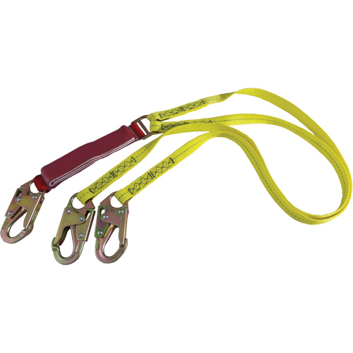 External Energy Absorber Lanyard with 3/4" Hooks, 6', Snap Hook Center, Snap Hook Leg Ends, Polyester Trail Hammer and Bolt