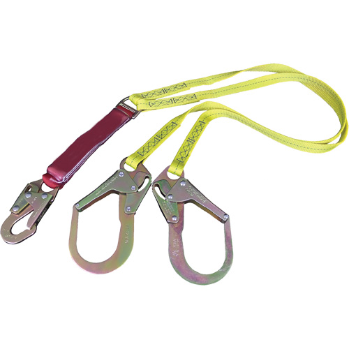 External Energy Absorber Lanyard with 2-1/4" Hooks, 6', Snap Hook Center, Snap Hook Leg Ends, Polyester Trail Hammer and Bolt