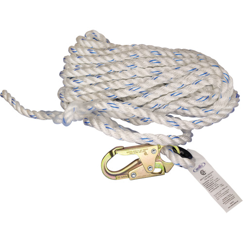 Vertical Life Line with 3/4" Snap Hook & Thimble Eye Trail Hammer and Bolt