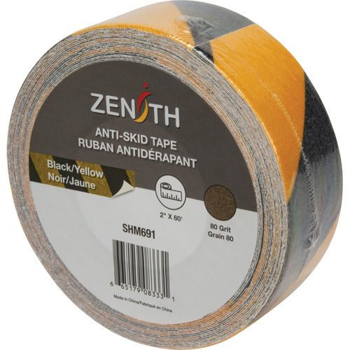 Anti-Skid Tape, 2" x 60', Black & Yellow Trail Hammer and Bolt