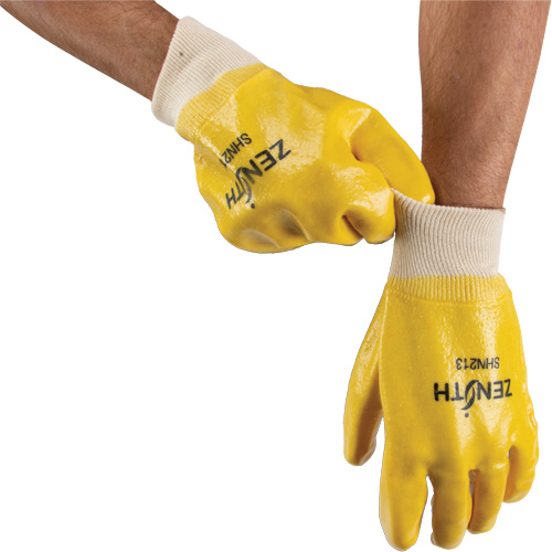 Gants &agrave; fini rugueux et r&eacute;sistants aux produits chimiques, Taille 9, 10" lo, PVC, Doublure en Interlock, 47-mil Trail Hammer and Bolt