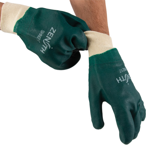 Gants verts &agrave; double enduit, 10" lo, PVC, Doublure en Jersey de coton, 70 mils Trail Hammer and Bolt