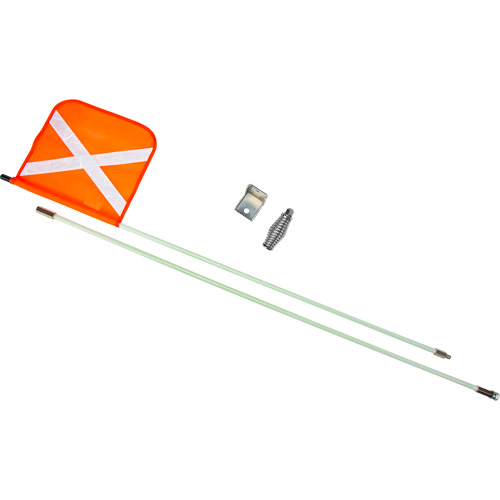 Heavy-Duty Safety Whip, Threaded Mount, 8' High, Orange with Reflective X Trail Hammer and Bolt