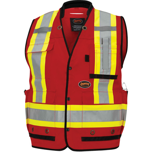 6678 High-Visibility Antimicrobial Mesh-Back Surveyor Vest, Red, Small, Polyester Trail Hammer and Bolt