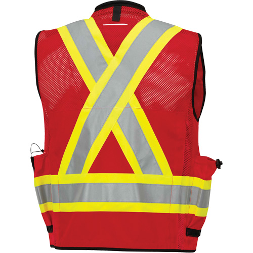 6678 High-Visibility Antimicrobial Mesh-Back Surveyor Vest, Red, Small, Polyester Trail Hammer and Bolt