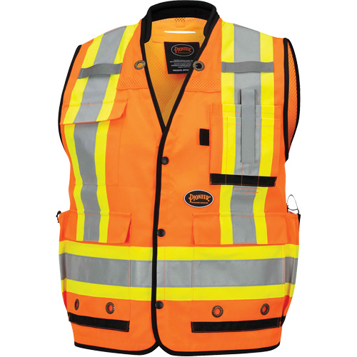 6680 High-Visibility Antimicrobial Mesh-Back Surveyor Vest, High Visibility Orange, Small, Polyester Trail Hammer and Bolt