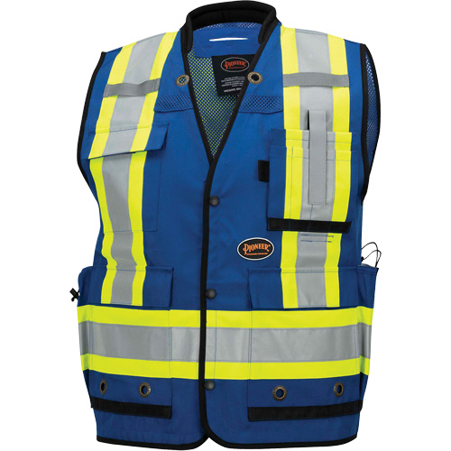 6681 High-Visibility Antimicrobial Mesh-Back Surveyor Vest, Royal Blue, Small, Polyester Trail Hammer and Bolt