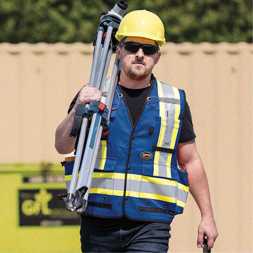 6681 High-Visibility Antimicrobial Mesh-Back Surveyor Vest, Royal Blue, Small, Polyester Trail Hammer and Bolt