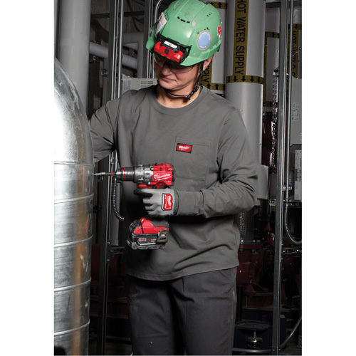GRIDIRON Long Sleeve Pocket T-Shirt, Women's, X-Small, Grey Trail Hammer and Bolt
