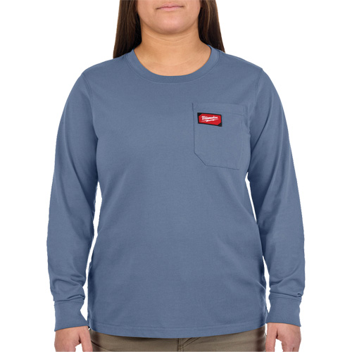 GRIDIRON Long Sleeve Pocket T-Shirt, Women's, X-Small, Blue Trail Hammer and Bolt