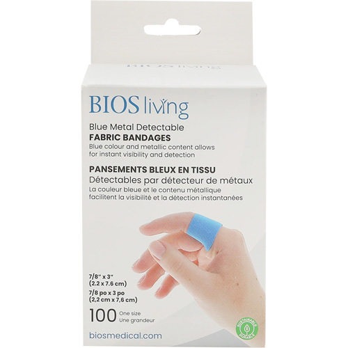 Bandages bleus, Rectangulaire/carr&eacute;e, 3", Tissu d&eacute;tectable, St&eacute;rile Trail Hammer and Bolt