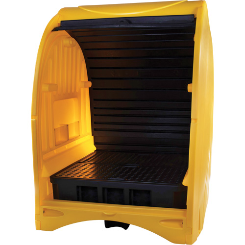 4-Drum Hard Cover Spill Pallet, 68.11" L x 61.61" W x 83.07" H, 1433 lbs. Load Capacity Trail Hammer and Bolt