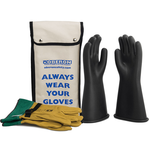 Class 1 Rubber Electrical Glove Kit, 8, 14" L, 37 cal/cm², NFPA 70E Trail Hammer and Bolt